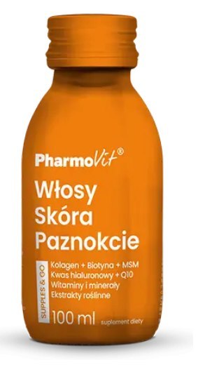 SHOT KOLAGEN NA WŁOSY, SKÓRĘ, PAZNOKCIE BEZGLUTENOWY 100 ml - PHARMOVIT (SUPPLES & GO) PHARMOVIT (suplementy diety)