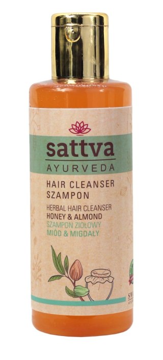 SZAMPON DO WŁOSÓW ZIOŁOWY MIÓD I MIGDAŁY 210 ml - SATTVA SATTVA (kosmetyki ajurwedyjskie, kadzidełka)