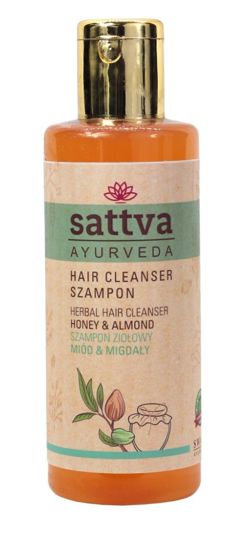 SZAMPON DO WŁOSÓW ZIOŁOWY MIÓD I MIGDAŁY 210 ml - SATTVA SATTVA (kosmetyki ajurwedyjskie, kadzidełka)