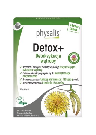 TABLETKI NA DETOKSYKACJĘ WĄTROBY (DETOX+) 30 szt. - PHYSALIS PHYSALIS (olejki eteryczne, suplementy)