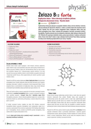 ŻELAZO + WITAMINA B12 FORTE 45 TABLETEK - PHYSALIS PHYSALIS (olejki eteryczne, suplementy)