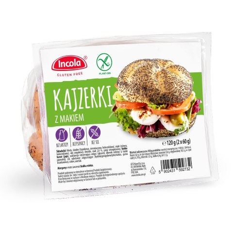 BUŁKA KAJZERKA Z MAKIEM BEZGLUTENOWA (2 szt.) 120 g - INCOLA INCOLA (bezglutenowe pieczywo i wafle)