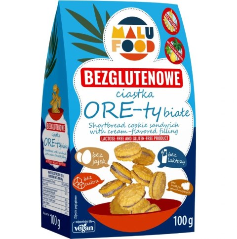 CIASTKA ORE-TY BIAŁE BEZ CUKRU BEZGLUTENOWE 100 g - MALU FOOD MALU FOOD (ciastka)