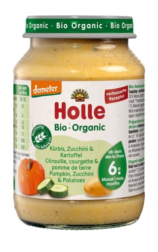 DYNIA Z CUKINIĄ I ZIEMNIAKAMI BEZ DODATKU CUKRÓW BEZGLUTENOWE OD 6 MIESIĄCA DEMETER BIO 190 g - HOLLE HOLLE (żywność dla niemowląt)