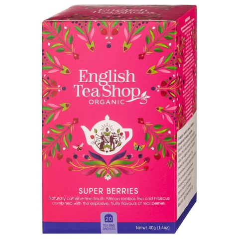 HERBATKA Z HIBISKUSEM, ROOIBOS, TRUSKAWKAMI, BORÓWKAMI I MALINAMI BIO (20 x 2,25 g) 45 g - ENGLISH TEA SHOP ORGANIC ENGLISH TEA SHOP ORGANIC (herbaty)