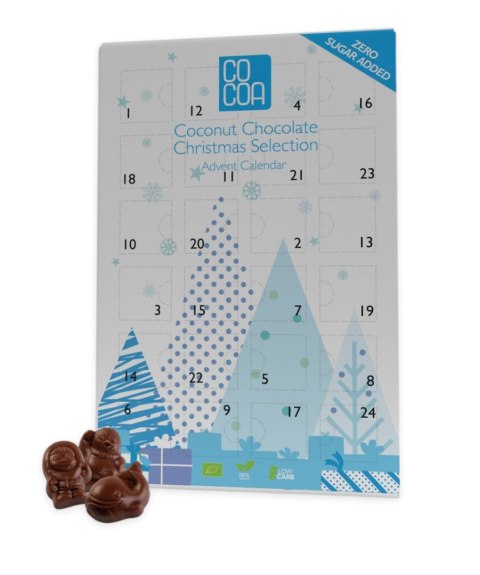 KALENDARZ ADWENTOWY Z CZEKOLADY KOKOSOWEJ BEZ DODATKU CUKRÓW BIO 180 g - COCOA (PRODUKT SEZONOWY) COCOA (czekolady i bakalie w surowej czekoladzie)