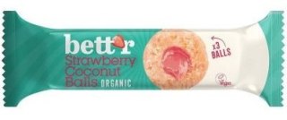 KULKI KOKOSOWE Z NADZIENIEM TRUSKAWKOWYM BEZGLUTENOWE BIO (3 x 15 g) 45 g - BETT'R BETT'R (smoothie, kremy, praliny)