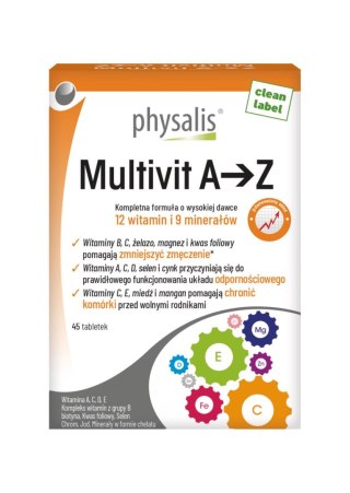 MULTIWITAMINA (MULTIVIT A - Z) 45 TABLETEK - PHYSALIS PHYSALIS (olejki eteryczne, suplementy)