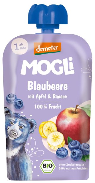 MUS JABŁKO - BANAN - BORÓWKA BEZ DODATKU CUKRÓW OD 1 ROKU DEMETER BIO 100 g - MOGLI MOGLI (musy owocowe, przekąski)