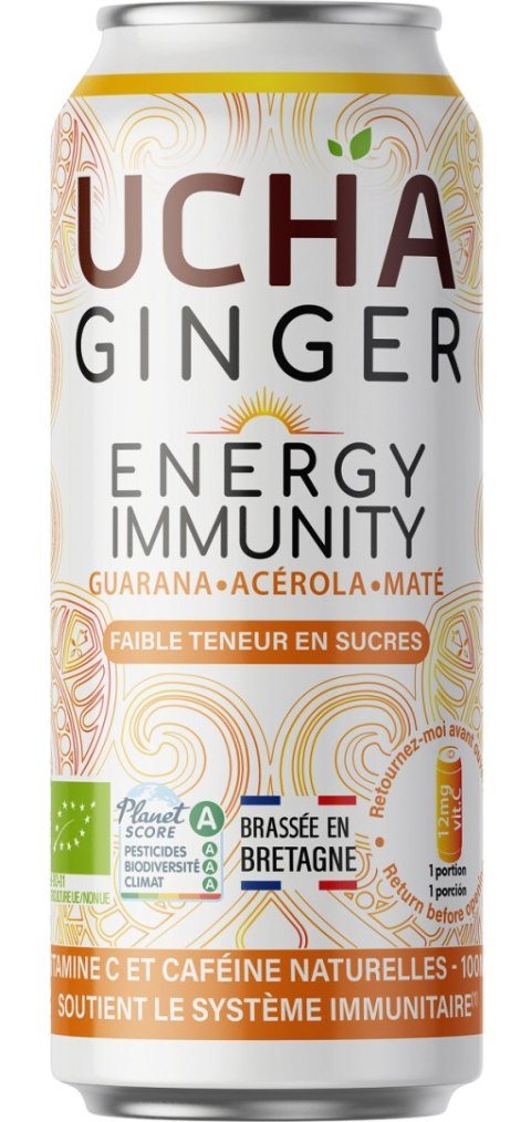NAPÓJ Z YERBA MATE I GUARANĄ FAIR FOR LIFE BIO 330 ml - UCHA KARMA KOMBUCHA (kombuche, piwa imbirowe)