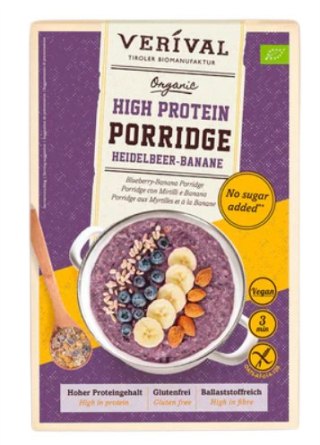 OWSIANKA PROTEINOWA Z BORÓWKĄ I BANANEM BEZ DODATKU CUKRÓW BEZGLUTENOWA BIO 350 g - VERIVAL VERIVAL (produkty śniadaniowe)