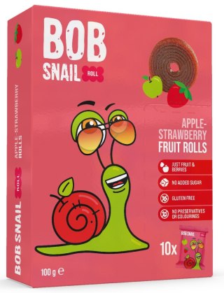 PRZEKĄSKI ROLL JABŁKO - TRUSKAWKA BEZ DODATKU CUKRÓW BEZGLUTENOWE 100 g - BOB SNAIL BOB SNAIL (przekąski owocowe)