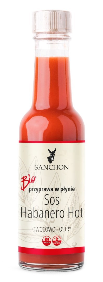 PRZYPRAWA WEGAŃSKA W PŁYNIE HABANERO HOT BEZGLUTENOWA BIO 140 ml - SANCHON SANCHON (sosy, przyprawy w płynie)