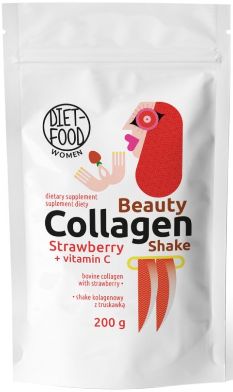 SHAKE KOLAGENOWY Z WITAMINĄ C I TRUSKAWKĄ W PROSZKU 200 g - DIET-FOOD (WOMEN) DIET-FOOD