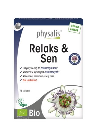 TABLETKI NA RELAKS I SEN BIO 45 szt. - PHYSALIS PHYSALIS (olejki eteryczne, suplementy)