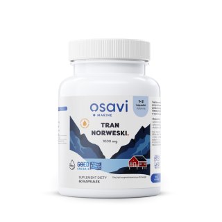TRAN NORWESKI OMEGA-3 (220 mg) O SMAKU CYTRYNOWYM BEZGLUTENOWY 60 KAPSUŁEK - OSAVI OSAVI (suplementy)