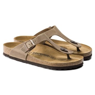 Japonki damskie Birkenstock Gizeh Oiled Leather Tabacco Brown Regular szerokie (0943811) Birkenstock