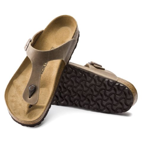 Japonki damskie Birkenstock Gizeh Oiled Leather Tabacco Brown Regular szerokie (0943811) Birkenstock