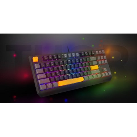 GENESIS Thor 230 TKL klawiatura Gaming USB + RF Wireless + Bluetooth QWERTY Czarny, Szary, Pomarańczowy