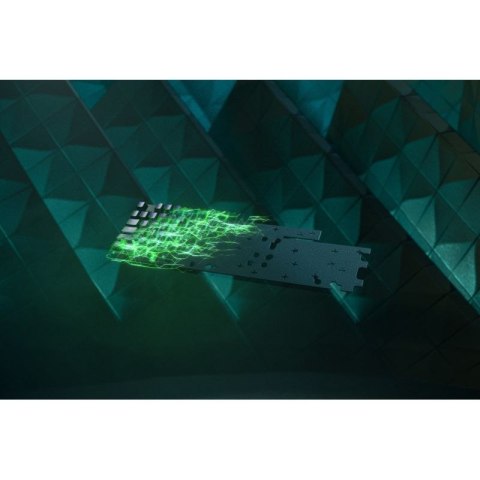Razer Łowca V2 bez klaw. num., klaw. do gier, optyczna, LED RGB, Stany Zjednoczone, czarny, przewodowe, klikający fioletowy prze
