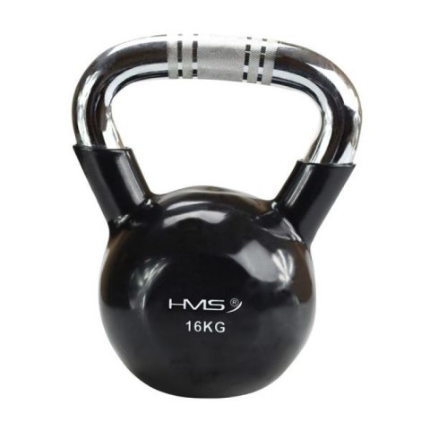 Kettlebell żeliwny uchwyt chrom radełkowany HMS KTC12 BLACK HMS