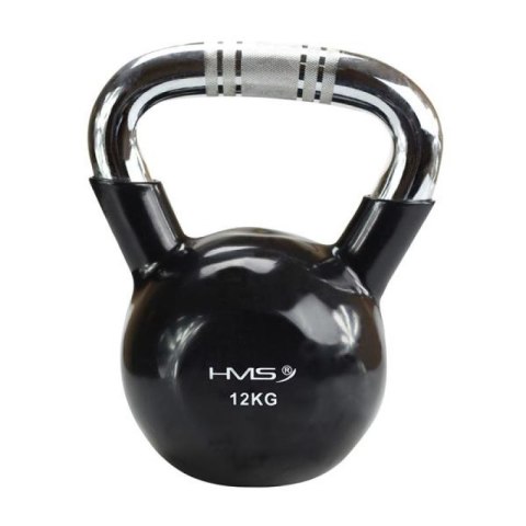 Kettlebell żeliwny uchwyt chrom radełkowany HMS KTC12 BLACK HMS