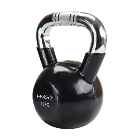 Kettlebell żeliwny uchwyt chrom radełkowany HMS KTC12 BLACK HMS