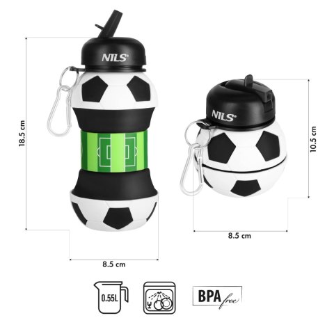 NC4104 BUTELKA SPORTOWA SKŁADANA 550ML FOOTBALL NILS NILS