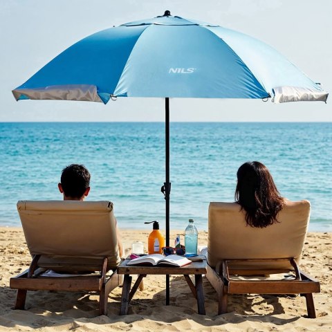 NC17114 PARASOL/PARAWAN PLAŻOWY 2W1 XXL 240 CM NIEBIESKI NILS NILS