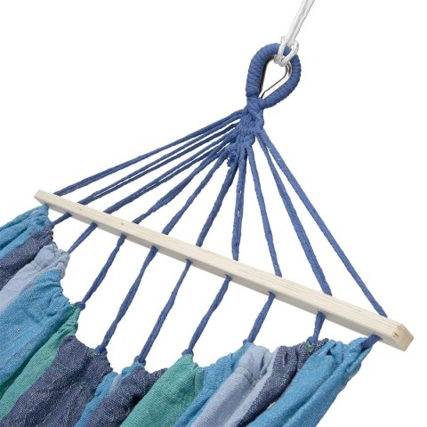 NC9004 NIEBIESKI-CIEMNONIEBIESKI HAMAK Z DREWNIANĄ BELKA 70CM I METALOWYM UCHWYTEM NILS CAMP NILS