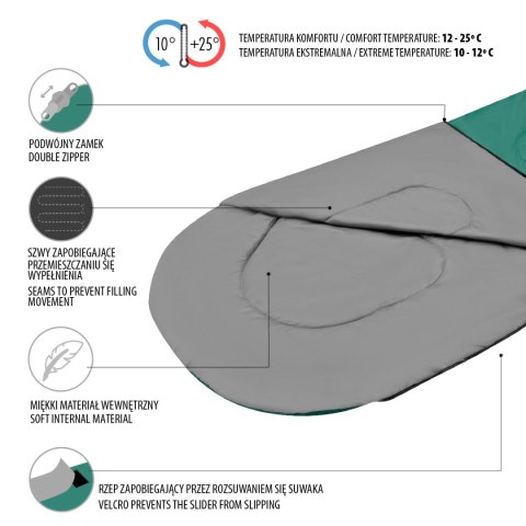 NC2105 ZIELONO-SZARY ŚPIWÓR ROZMIAR L NILS CAMP NILS CAMP