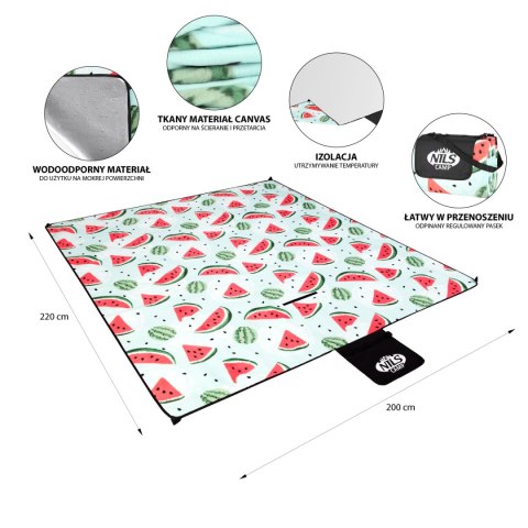 NC2312 ARBUZY KOC PIKNIKOWY 220×200cm PE + ALU NILS CAMP NILS