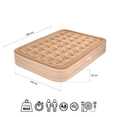 NC2808 MATERAC DWUOSOBOWY KING SIZE BEŻOWY + POMPKA ELEKTRYCZNA NILS CAMP NILS CAMP