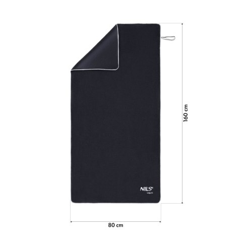 NAR14 RĘCZNIK Z MIKROFIBRY FROTTE CZARNY 160X80cm NILS AQUA NILS AQUA