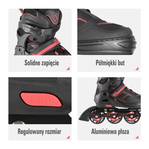 NA14174 A CZARNO-CZERWONE ROZM. M (35-38) ŁYŻWOROLKI NILS EXTREME NILS EXTREME