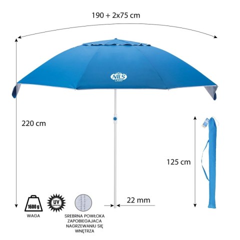 NC7822 PARASOL PLAŻOWY XL 220 CM NILS CAMP NILS