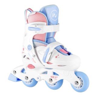 NJ1190 ŁYŻWOROLKI 3W1 THREE STEPS W ZESTAWIE Z WROTKĄ BIAŁA ROZM. S (30-33) NILS FUN NILS FUN
