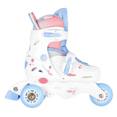 NJ1190 ŁYŻWOROLKI 3W1 THREE STEPS W ZESTAWIE Z WROTKĄ BIAŁA ROZM. S (30-33) NILS FUN NILS FUN