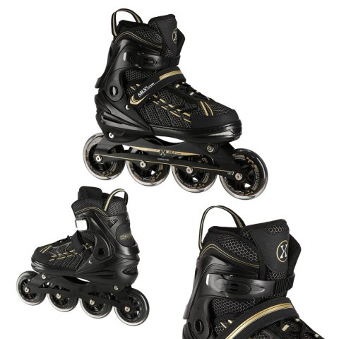 NA1128 CZARNO-ZŁOTE ROZM. XL(43-45) ŁYŻWOROLKI NILS EXTREME NILS EXTREME
