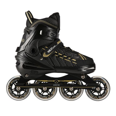 NA1128 CZARNO-ZŁOTE ROZM. XL(43-45) ŁYŻWOROLKI NILS EXTREME NILS EXTREME