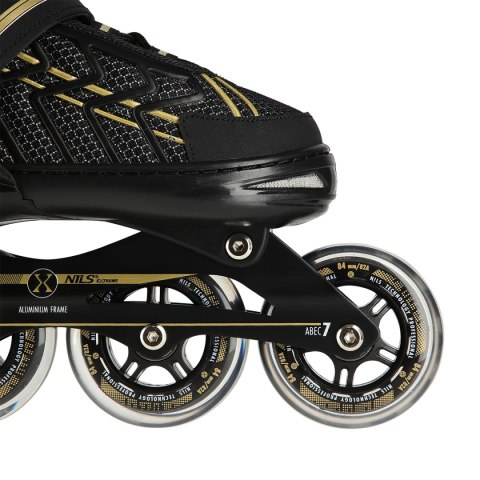 NA1128 CZARNO-ZŁOTE ROZM. XL(43-45) ŁYŻWOROLKI NILS EXTREME NILS EXTREME