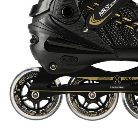 NA1128 CZARNO-ZŁOTE ROZM. XL(43-45) ŁYŻWOROLKI NILS EXTREME NILS EXTREME