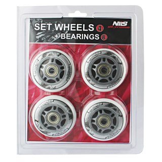 PU 70x24 BIAŁE 82A (4 SZT) + ABEC-7 (8 SZT) ZESTAW NILS EXTREME NILS EXTREME