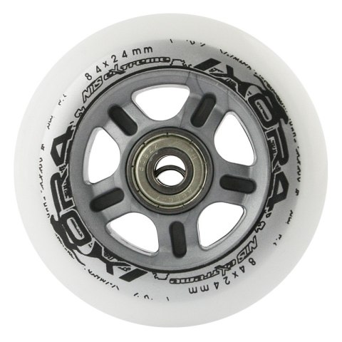PU 84x24 BIAŁE 82A (4 SZT) + ABEC-7 (8 SZT) CHROME ZESTAW NILS EXTREME NILS EXTREME