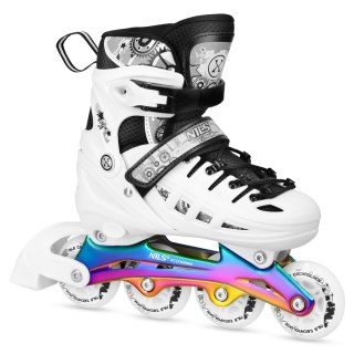 NH10905 4w1 ŁYŻWOROLKI LED BIAŁE Z WYM. PŁOZĄ HOKEJOWĄ RAINBOW ROZM. L(39-42) NILS EXTREME NILS EXTREME