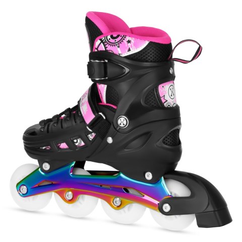 NH10905 4w1 ŁYŻWOROLKI LED RÓŻOWE Z WYM. PŁOZĄ HOKEJOWĄ RAINBOW ROZM. L(39-42) NILS EXTREME NILS EXTREME