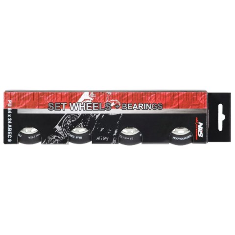 PU 64x24 82A CZARNE MATOWE (4 szt.) + ABEC-9 (8 szt.) ZESTAW NILS EXTREME NILS EXTREME