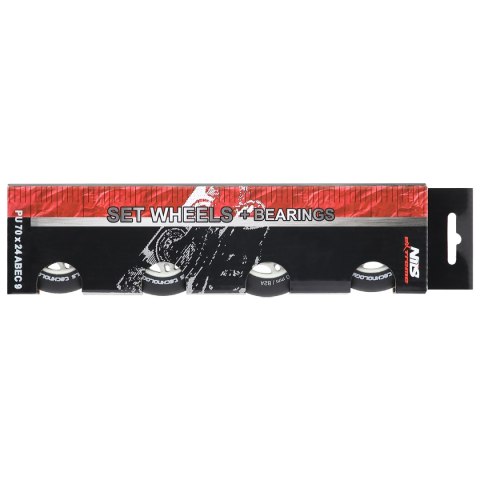 PU 70x24 82A CZARNE MATOWE (4 szt.) + ABEC-9 (8 szt.) ZESTAW NILS EXTREME NILS EXTREME