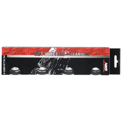 PU 72x24 82A CZARNE MATOWE (4 szt.) + ABEC-9 (8 szt.) ZESTAW NILS EXTREME NILS EXTREME
