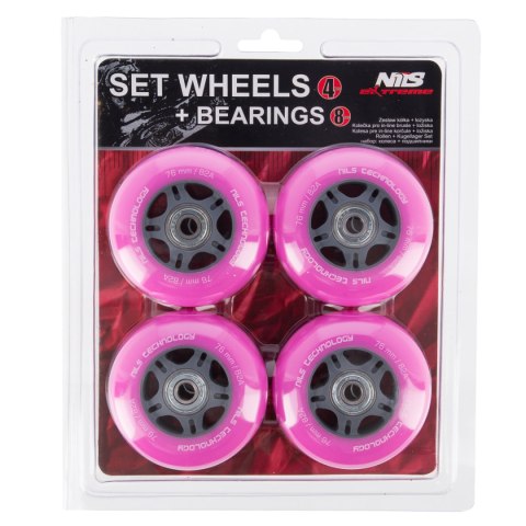 PU 76x24 82A (4szt.) RÓŻOWE + ABEC-7 (8szt.) ZESTAW NILS EXTREME NILS EXTREME